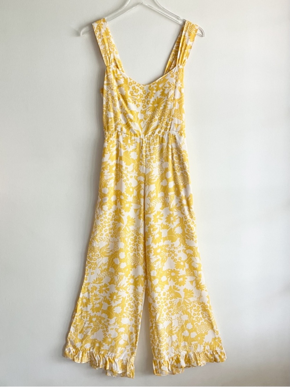 Faithfull the Brand Size 4 Kabash Jumpsuit Romper Yellow Floral Print Ruffle - Picture 2 of 13